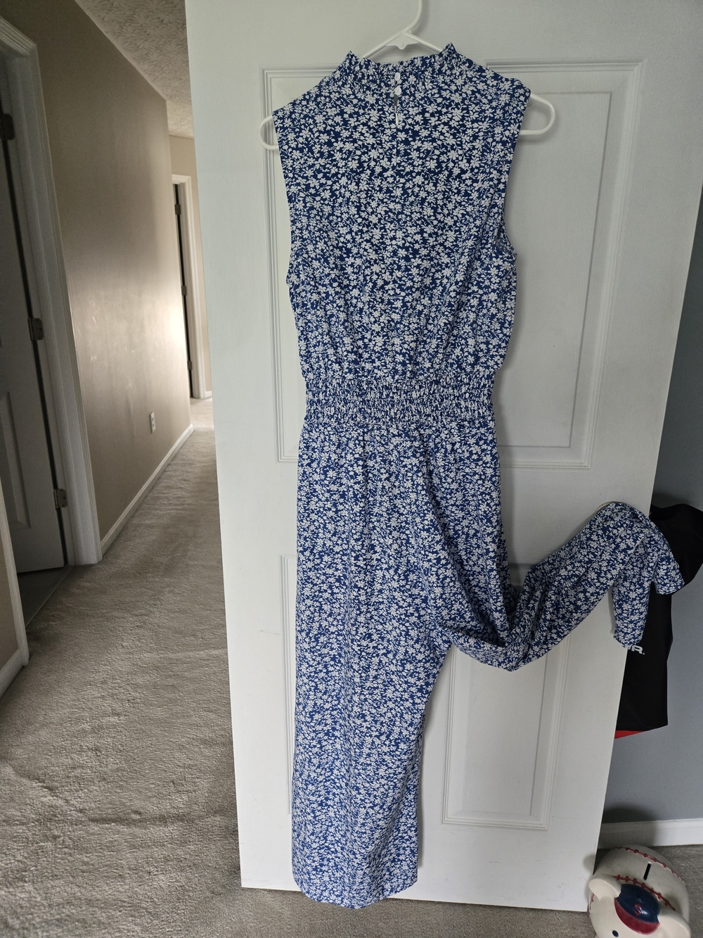 Sleeveless Blue Floral Jumpsuit With Pockets!!
